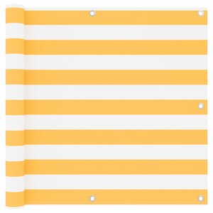 vidaXL Écran de balcon Blanc et jaune 90x600 cm Tissu Oxford