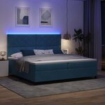 vidaXL Lit à ressort LED avec matelas Bleu foncé 200 x 200 cm tissu