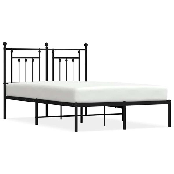 vidaXL Cadre de lit métal sans matelas avec tête de lit noir 135x190cm