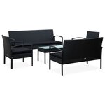 vidaXL Salon de jardin 5 Pièces avec coussins résine tressée noir