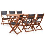 vidaXL Mobilier à dîner de jardin 7 Pièces Bois d'eucalyptus et textilène