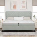 vidaXL Lit à ressorts avec matelas Gris clair 200 x 200 cm Velours