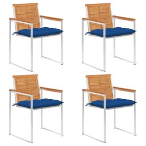 vidaXL Chaises de jardin lot de 4 avec coussins Bois d'acacia massif