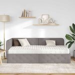 vidaXL Cadre de lit d'angle avec matelas Taupe 100 x 200 cm tissu