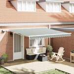 vidaXL Auvent Rétractable with 400 × 300 cm Vert et blanc