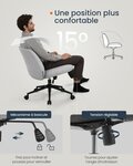 Chaise de bureau fauteuil ergonomique style moderne avec base en étoile siège large et confortable hauteur réglable siège pivotant tissu coton-lin gris 12_0006058