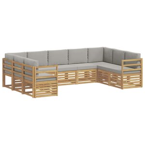 vidaXL Ensemble de canapé d'angle 9 Pièces Blanc et gris clair