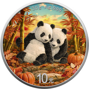 Monnaie PANDA AUTUMN Four Seasons Argent 10 Yuan China 2026 (PRÉCOMMANDE)