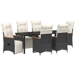 vidaXL Ensemble de salle à manger pour jardin 7 Pièces Noir polyrotin