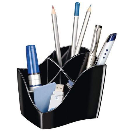 Pot à crayons Ellypse Blaue Engel 340 R 4 compartiments 11,8 x 8,9 x 9,8 cm Polystyrène Noir