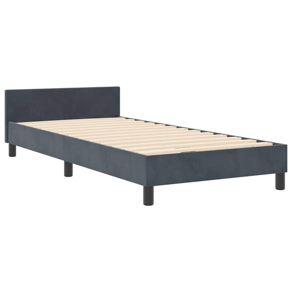 vidaXL Cadre de lit avec tête de lit Gris foncé 90 x 190 cm Velours