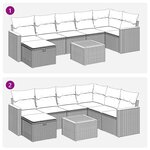 vidaXL Salon de jardin 8 Pièces avec coussins noir résine tressée