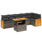 vidaXL Salon de jardin avec coussins 7 Pièces gris résine tressée