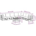 vidaXL Ensemble de canapé de jardin avec coussin 9 Pièces Noir Aluminium