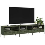vidaXL Meuble TV vert olive 202x39x43 5 cm acier laminé à froid