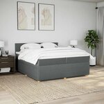 vidaXL Sommier à lattes de lit avec matelas Gris foncé 200x200cm Tissu
