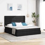 vidaXL Lit de Rangement avec tête de lit Noir 180 x 200 cm Tissu