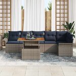 vidaXL Ensemble de canapé de jardin 7 Pièces Gris Poly rotin