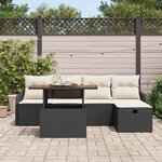 vidaXL Ensemble de canapé de jardin 6 Pièces Noir polyrotin