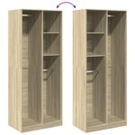 vidaXL Garde-robe chêne sonoma 80x50x200 cm bois d'ingénierie