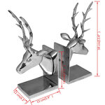 vidaXL Serre-livres cerf 2 pièces Aluminium Argenté
