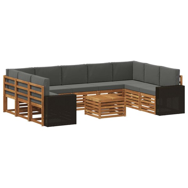 vidaXL Ensembles de canapés avec coussin 10 Pièces Naturel et Anthracite