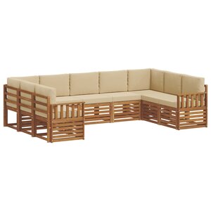 vidaXL Ensemble de canapé d'angle avec coussin 9 Pièces Naturel et Beige