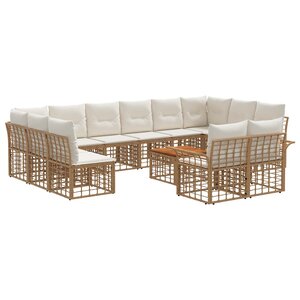 vidaXL Ensemble de canapés d'extérieur 13 pc Blanc Naturel et Crème