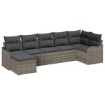 vidaXL Ensemble de canapé de jardin avec coussin 7 Pièces Gris Poly rotin