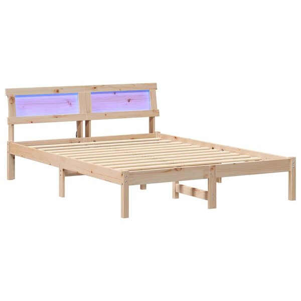vidaXL Cadre de lit Marron 135 x 190 cm Bois massif en pin