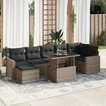 vidaXL Salon de jardin 8 Pièces avec coussins gris résine tressée
