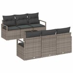 vidaXL Ensemble de canapé de jardin avec coussin 7 Pièces Gris polyrotin