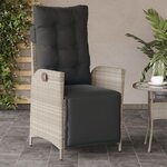 vidaXL Chaise inclinable de jardin avec repose-pied gris clair rotin
