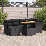 vidaXL Salon de jardin avec coussins 7 Pièces noir résine tressée acacia