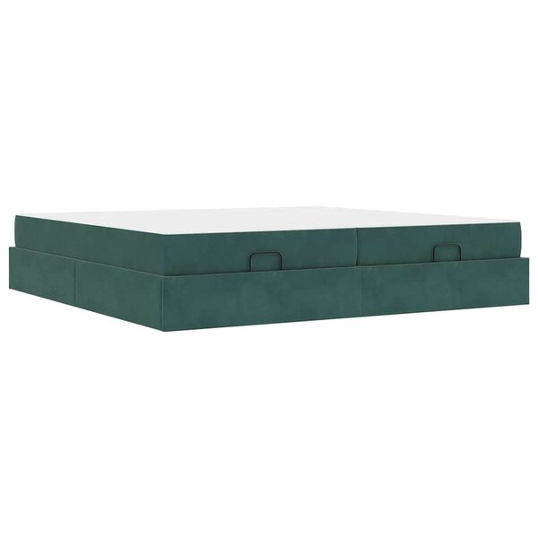 vidaXL Cadre de lit Vert foncé 200 x 200 cm Velours
