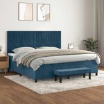 vidaXL Sommier à lattes de lit et matelas Bleu foncé 200x200cm Velours