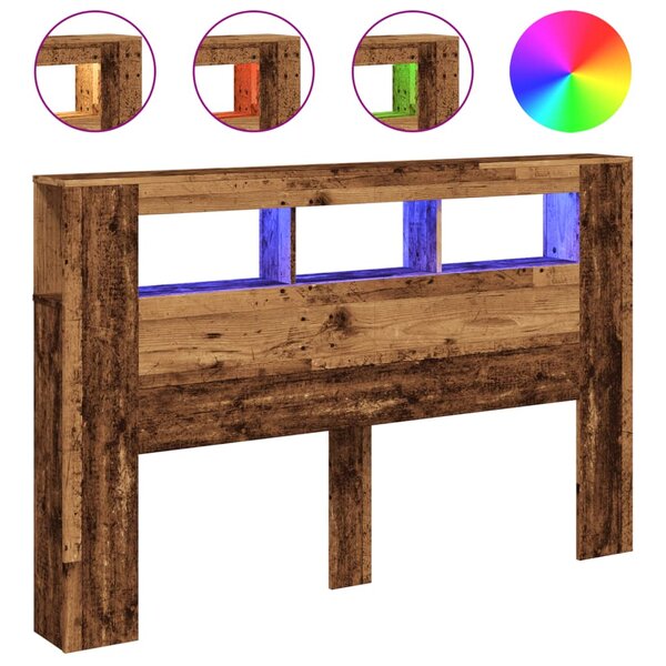 vidaXL Tête de lit à LED vieux bois 160x18 5x103 5cm bois d'ingénierie