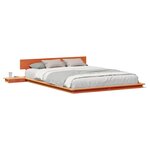 vidaXL Cadre de lit au sol avec tables de chevet Marron ciré 160x200cm Bois massif