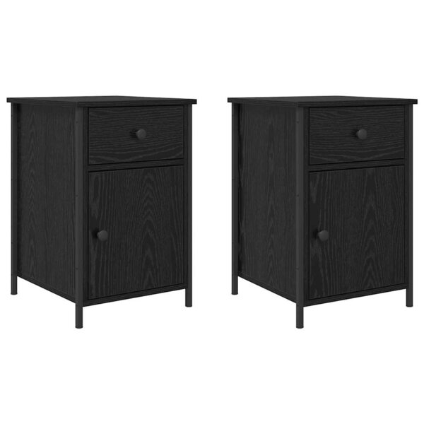 vidaXL Cabinet de chevet avec tiroir 2 Pièces Chêne noir 40 x 42 x 60 cm