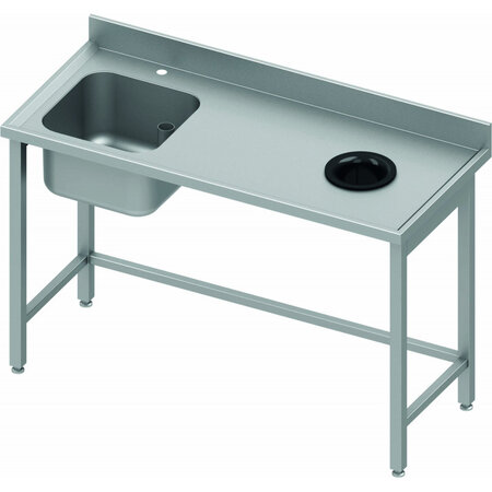 Table de chef inox avec vide ordure - bac à gauche - profondeur 700 - stalgast -  - acier inoxydable1500x700 x700x100mm