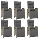 vidaXL Ensemble à manger jardin et coussins 7 Pièces gris rotin