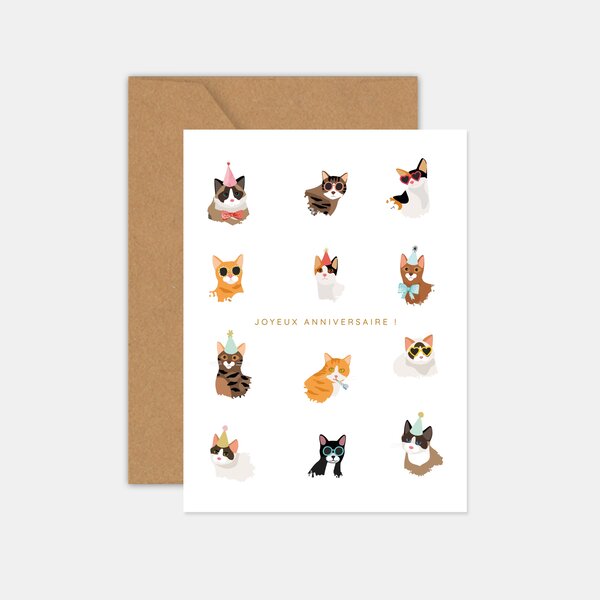Carte anniversaire - les chats