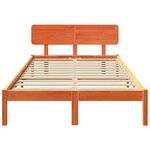 vidaXL Cadre de lit avec tête de lit marron ciré 135x190 cm en bois de pin massif