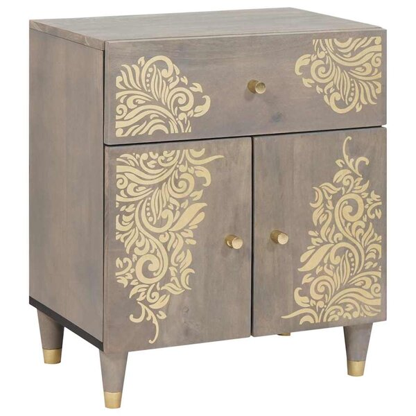 vidaXL Cabinet de chevet Gris 50 x 33 x 60 cm bois de manguier massif