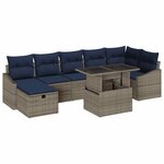 vidaXL Ensemble de canapé de jardin 8 Pièces Gris polyrotin