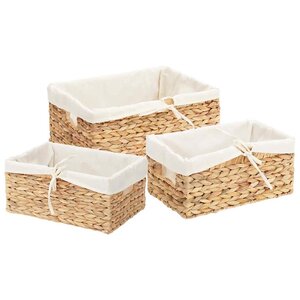 vidaXL Paniers de rangement 3 Pièces Naturel 40 x 30 x 18 cm