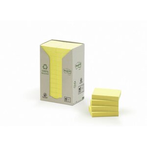 Tour de notes adhésives  100 feuilles  papier recyclé  jaune  38 x 51 mm (paquet 24 blocs)