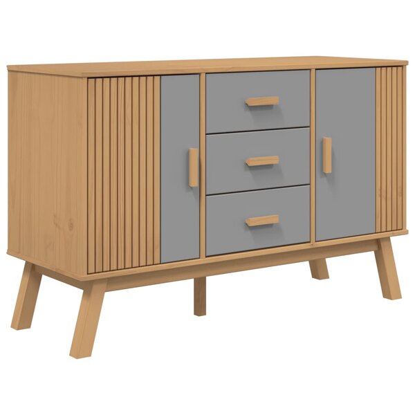 vidaXL Buffet OLDEN gris et marron 114x43x73 5 cm bois massif de pin
