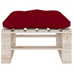 vidaXL Repose-pied palette de jardin coussin rouge bordeaux bois pin