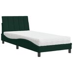 vidaXL Lit avec matelas Hanko vert foncé 90x200 cm velours